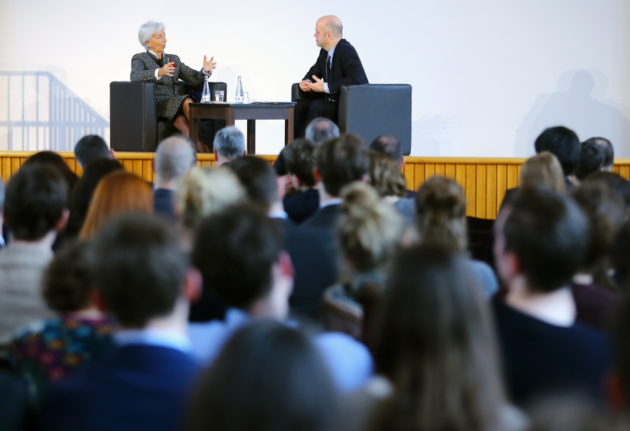 Christine Lagarde diskutiert mit Marcel Fratzscher, Präsident des DIW Berlin