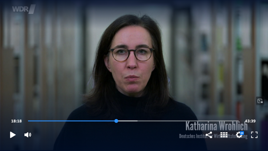 Katharina Wrohlich zu Gast beim WDR für die Sendung "Steuerparadies Ehe: Ist das Ehegattensplitting noch gerecht?" am 12. Oktober 2023<br />
Screenshot