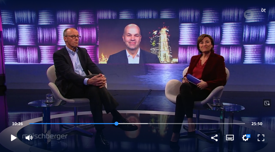 Marcel Fratzscher und Friedrich Merz diskutieren bei Maischberger am 21. November 2023 über die Haushaltsprobleme der Regierung.