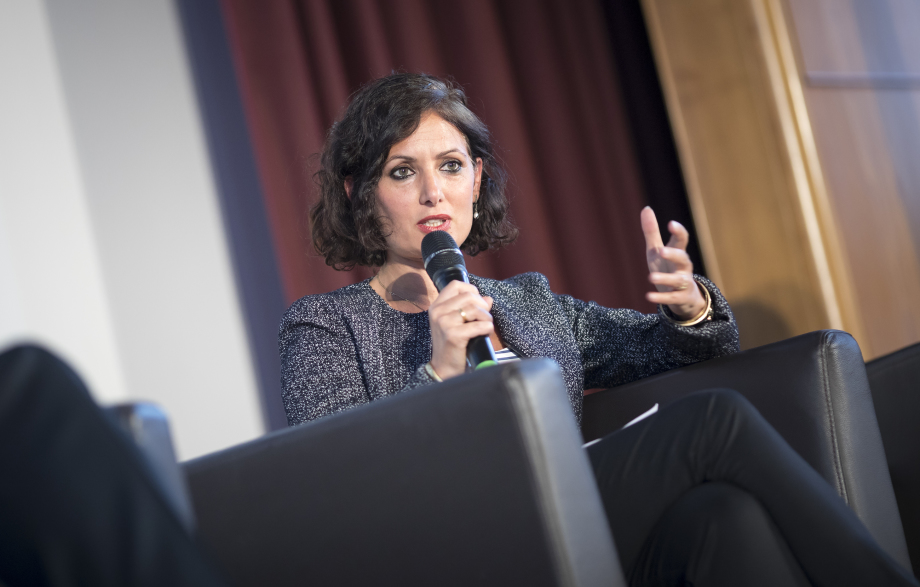 Naika Foroutan, stellvertretende Direktorin des BIM, bei der Podiumsdiskussion.; Berliner Reden zur Integrationspolitik mit Peter Altmaier am 22. August 2017 im Auditorium Friedrichstraße