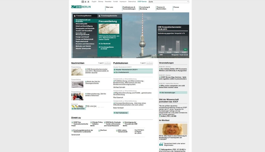 So sah die DIW-Webseite 2011 aus.