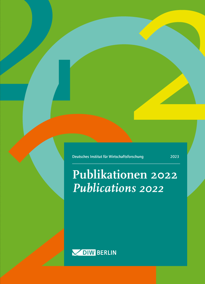Auf dem Bild ist das Deckblatt der Broschüre "DIW Publikationen 2022" zu sehen. 