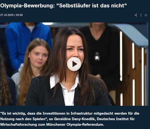Screenshot von Geraldine Dany-Knedliks Auftritt im Fernsehen.   