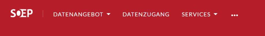 Auf dem Bild sieht man einen Screenshot der Hauptnavigation der FDZ SOEP Website. 